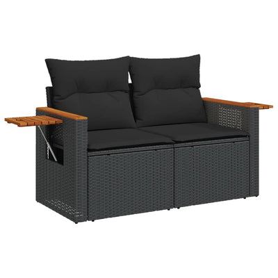 2-personers havesofa med hynder polyrattan sort