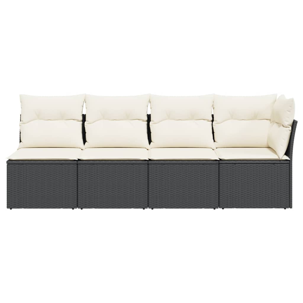 4-personers havesofa med hynder polyrattan sort