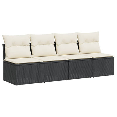 4-personers havesofa med hynder polyrattan sort