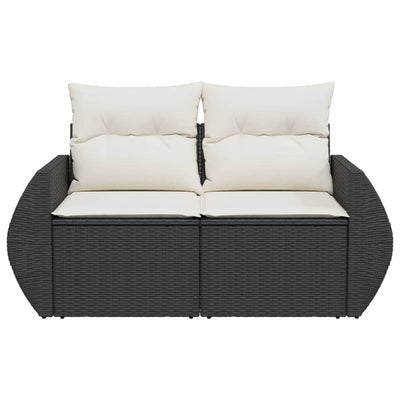 2-personers havesofa med hynder polyrattan sort