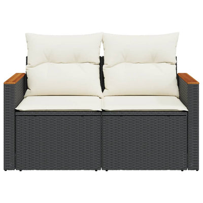 2-personers havesofa med hynder polyrattan sort