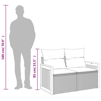 2-personers havesofa med hynder polyrattan sort