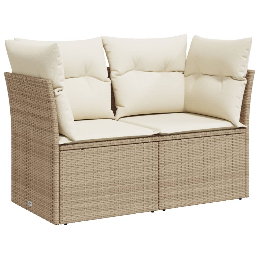 2-personers havesofa med hynder polyrattan beige