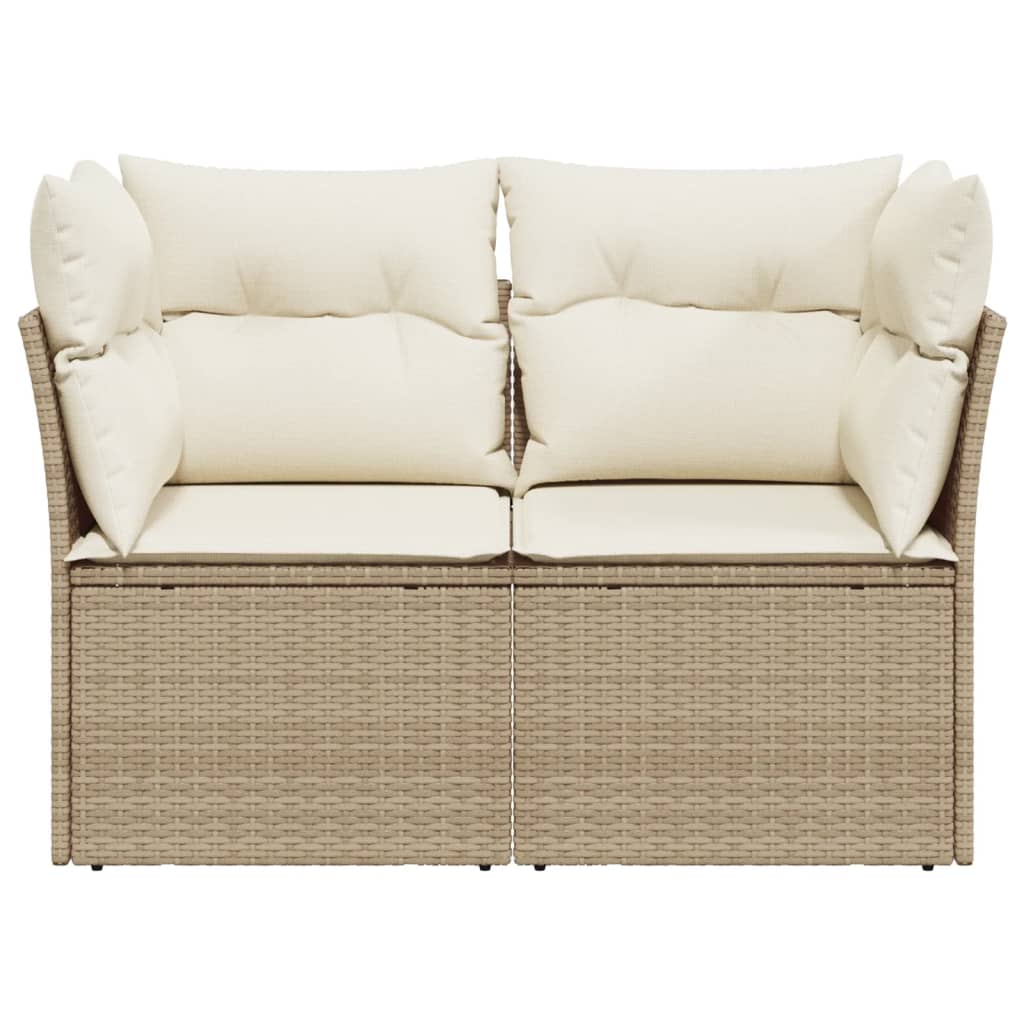 2-personers havesofa med hynder polyrattan beige