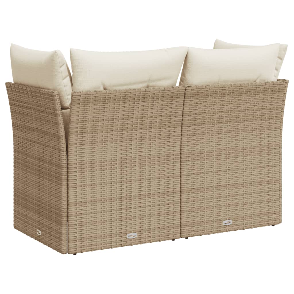 2-personers havesofa med hynder polyrattan beige