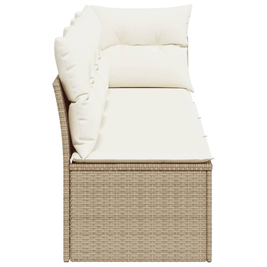 4-personers havesofa med hynder polyrattan beige