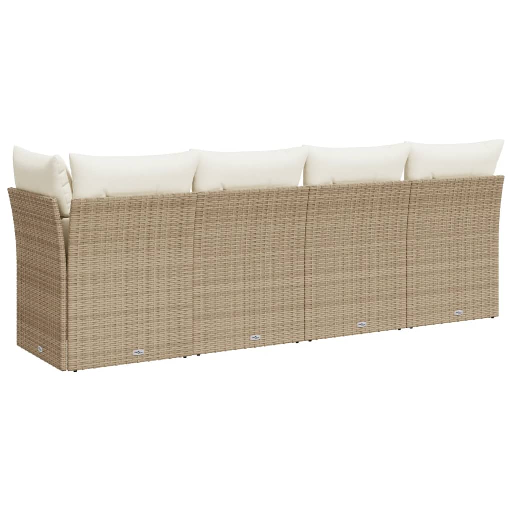 4-personers havesofa med hynder polyrattan beige