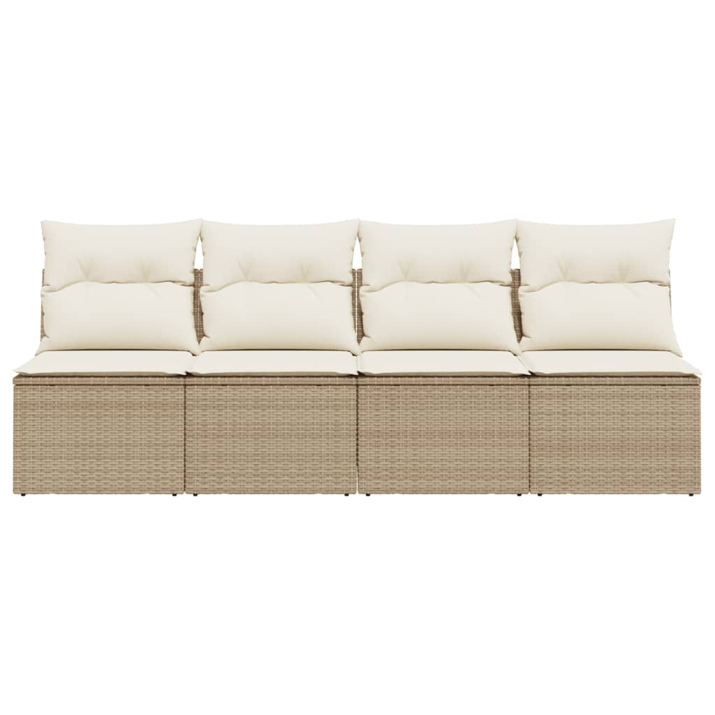 4-personers havesofa med hynder polyrattan beige