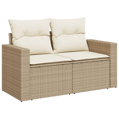 2-personers havesofa med hynder polyrattan beige