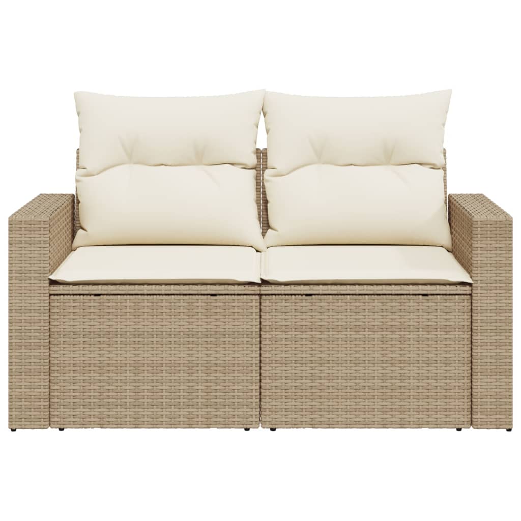 2-personers havesofa med hynder polyrattan beige