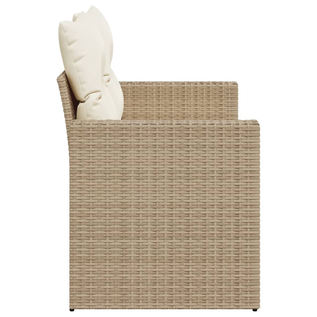 2-personers havesofa med hynder polyrattan beige