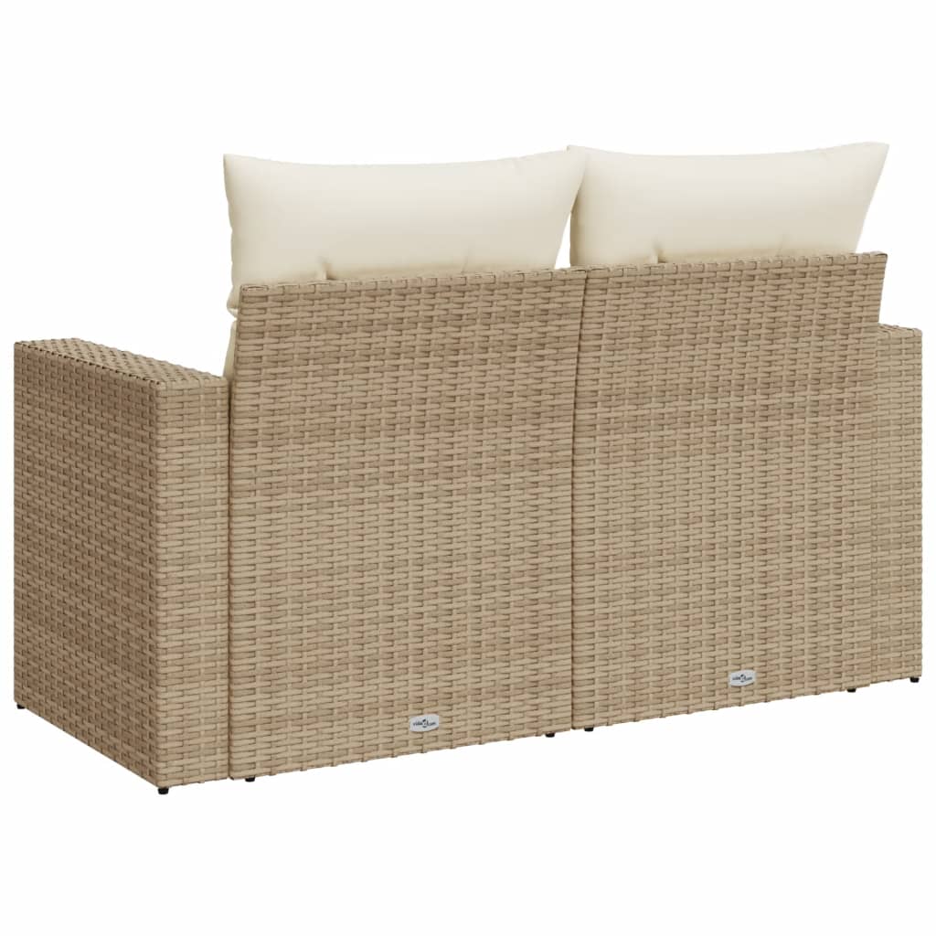 2-personers havesofa med hynder polyrattan beige