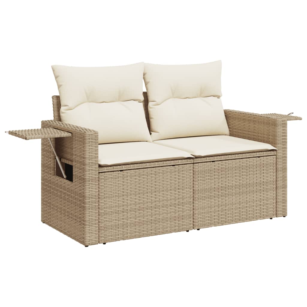 2-personers havesofa med hynder polyrattan beige