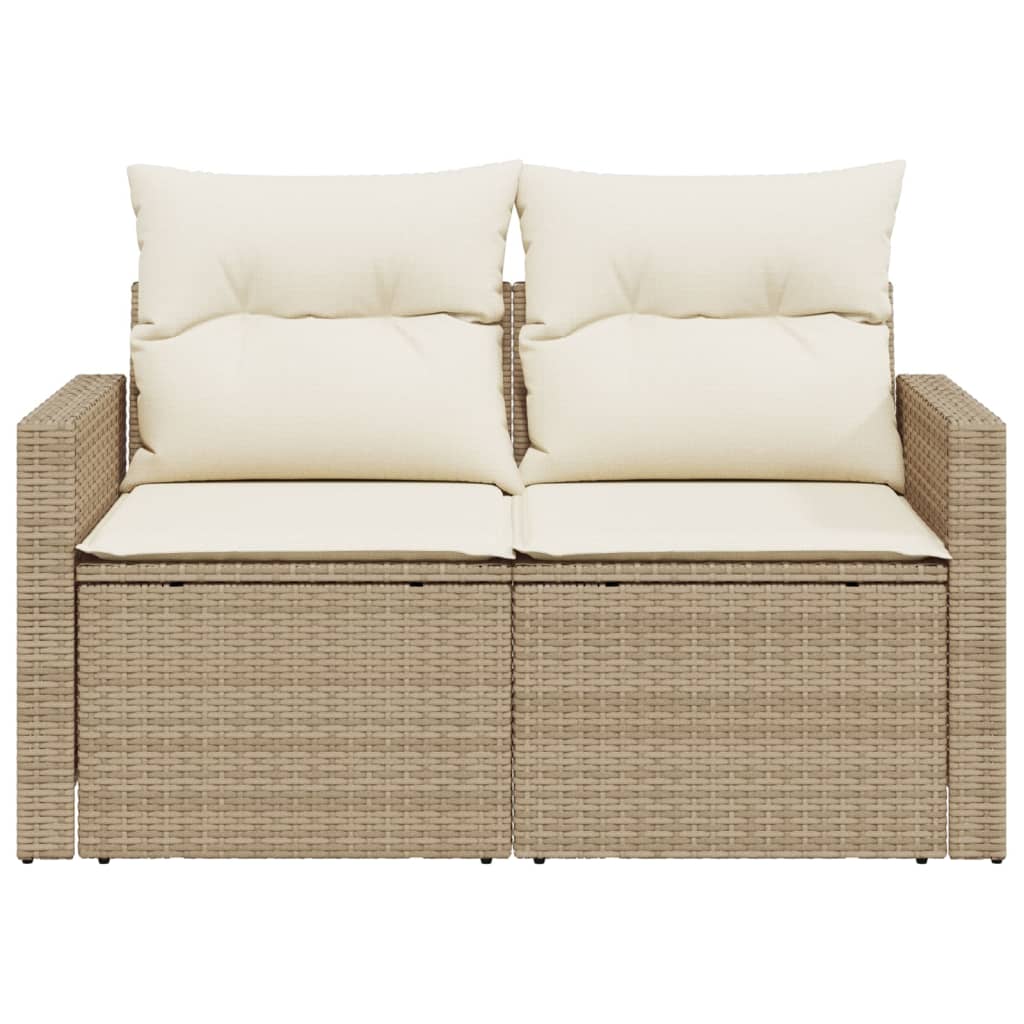 2-personers havesofa med hynder polyrattan beige