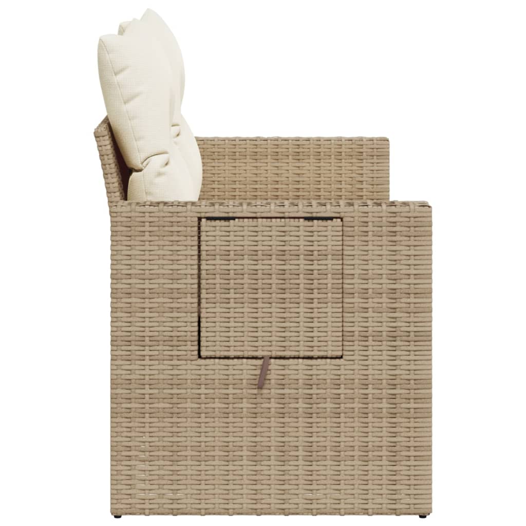 2-personers havesofa med hynder polyrattan beige