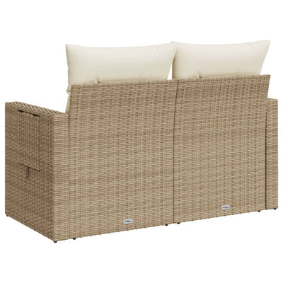 2-personers havesofa med hynder polyrattan beige