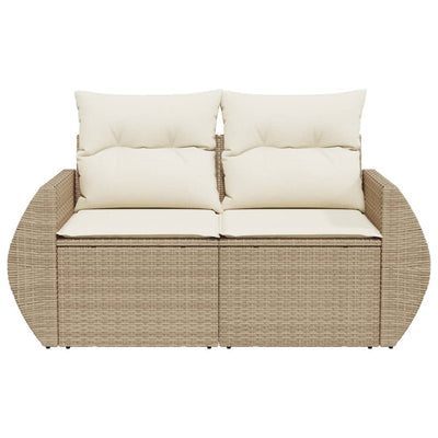 2-personers havesofa med hynder polyrattan beige