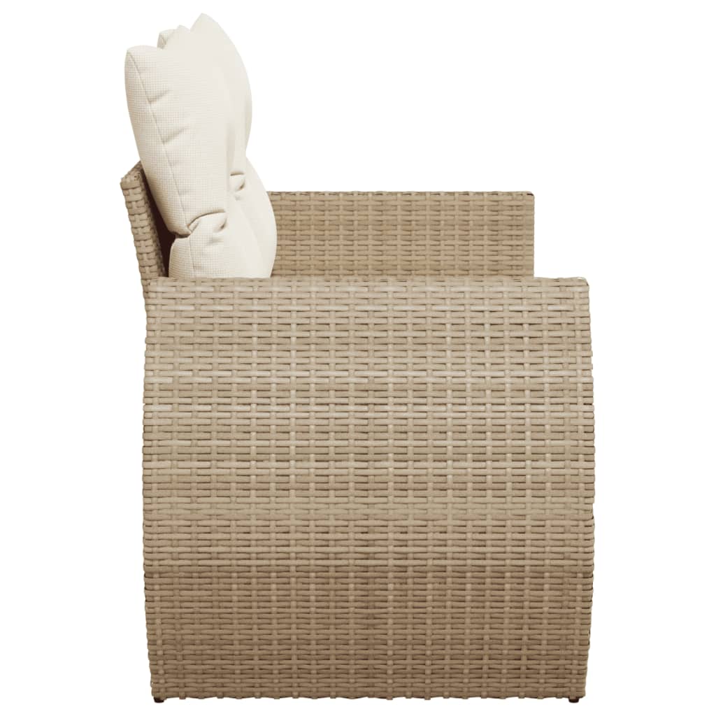 2-personers havesofa med hynder polyrattan beige