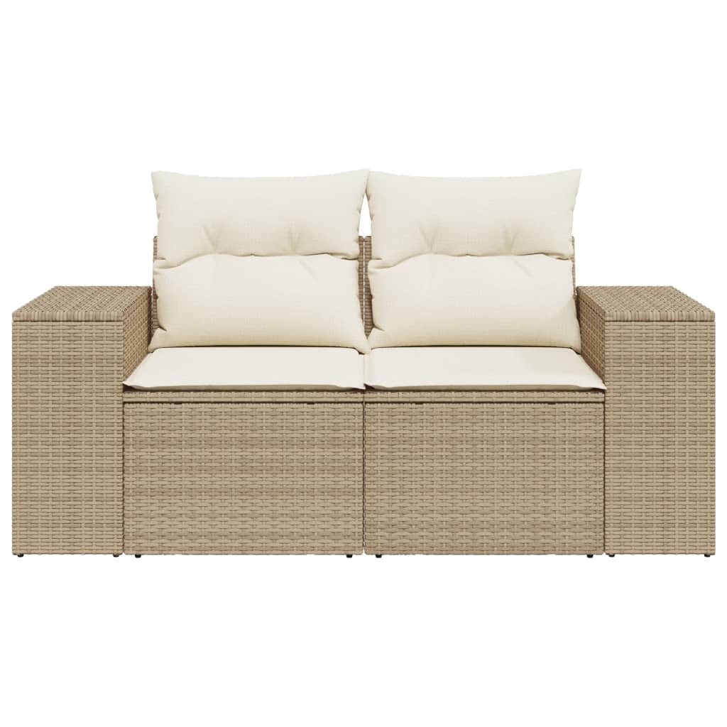 2-personers havesofa med hynder polyrattan beige