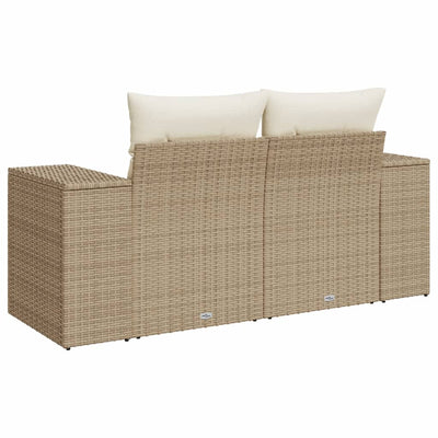 2-personers havesofa med hynder polyrattan beige