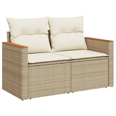 2-personers havesofa med hynder polyrattan beige