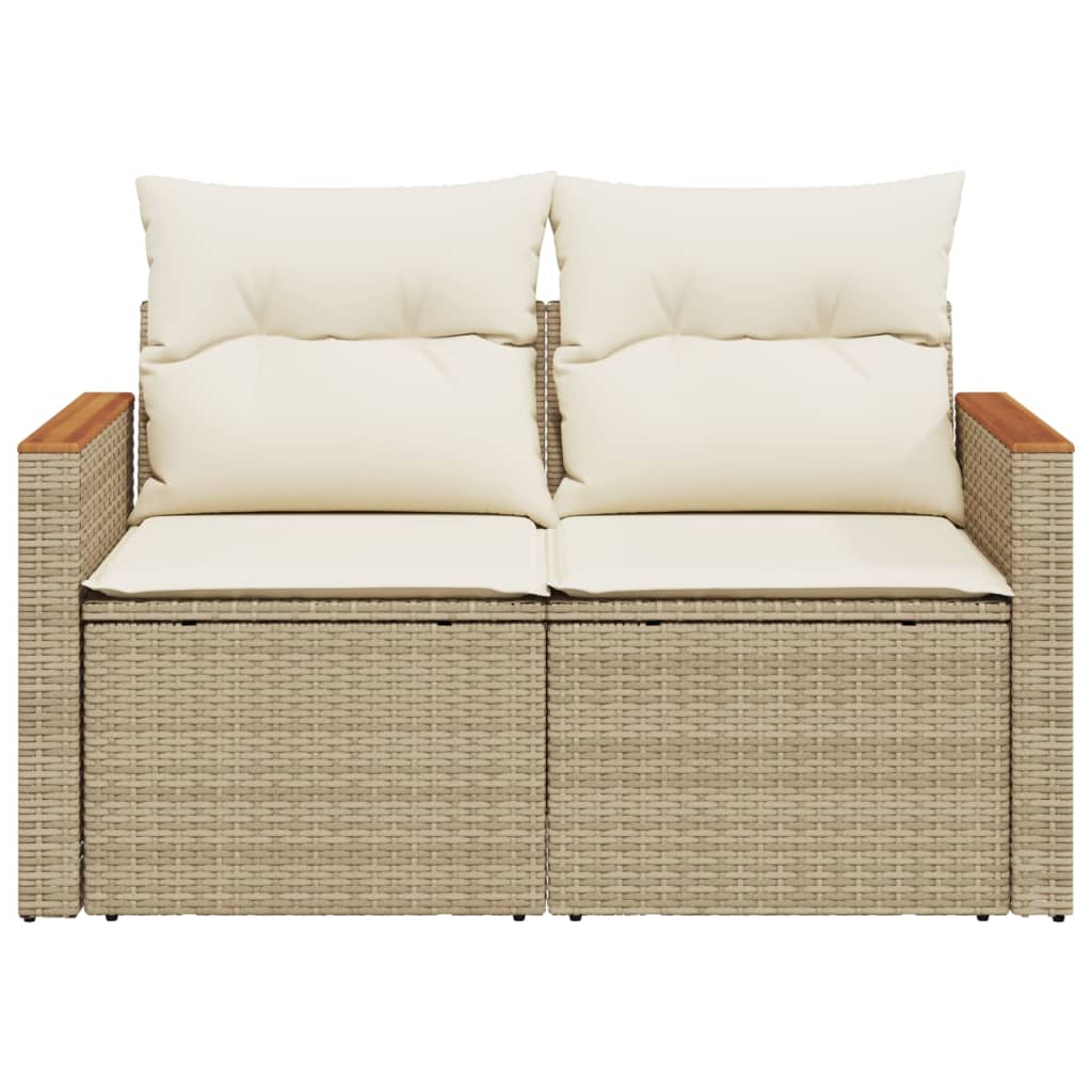 2-personers havesofa med hynder polyrattan beige