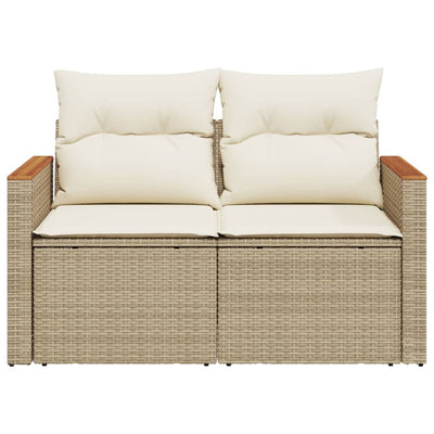 2-personers havesofa med hynder polyrattan beige