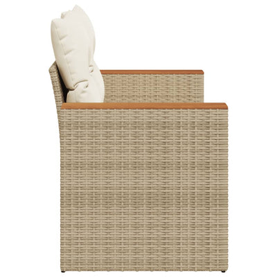 2-personers havesofa med hynder polyrattan beige