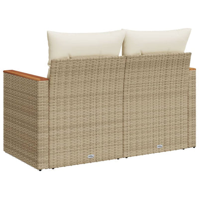 2-personers havesofa med hynder polyrattan beige