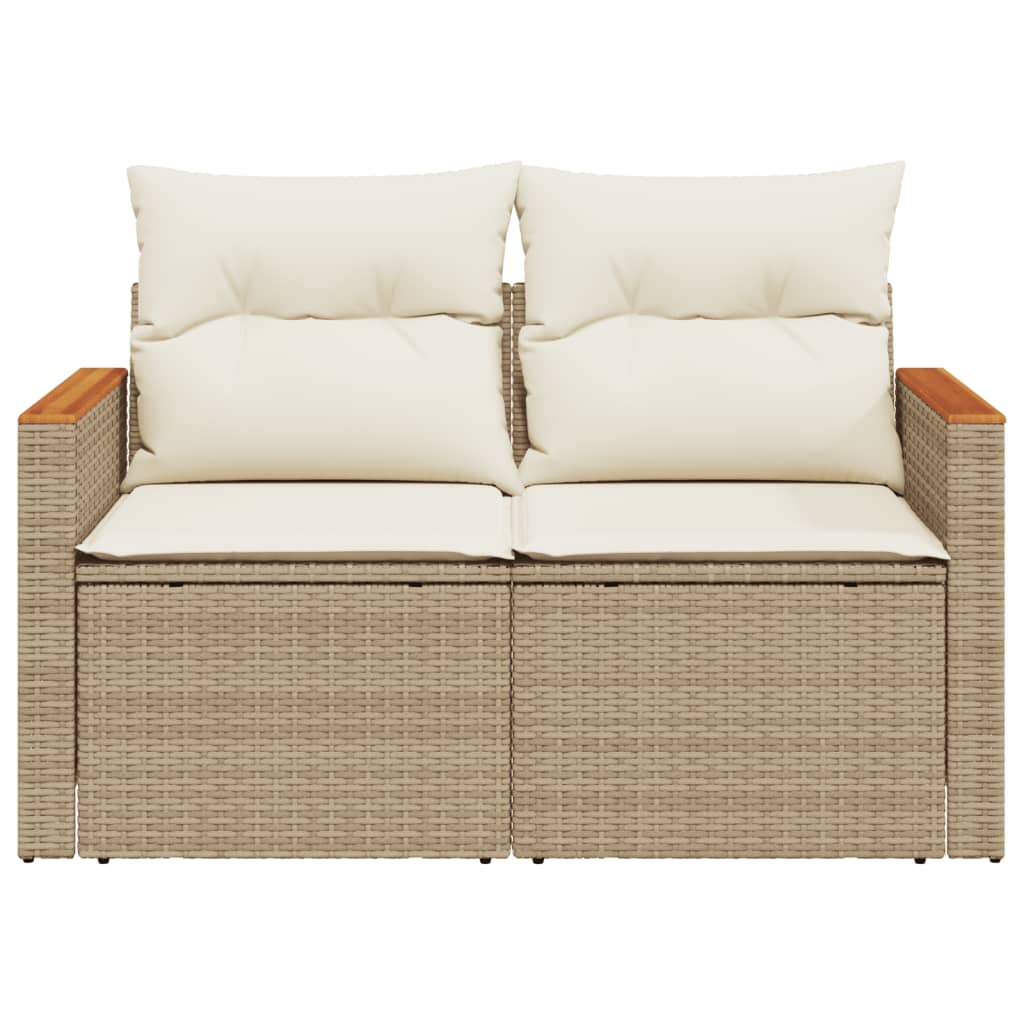 2-personers havesofa med hynder polyrattan beige