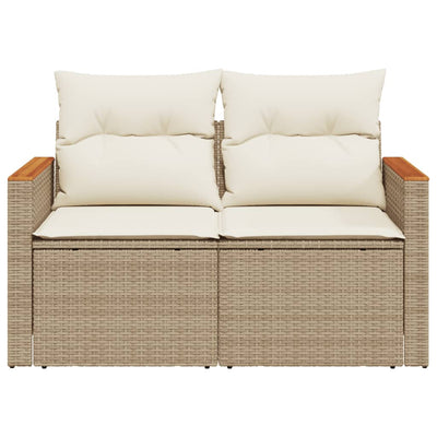 2-personers havesofa med hynder polyrattan beige