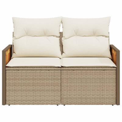 2-personers havesofa med hynder polyrattan beige