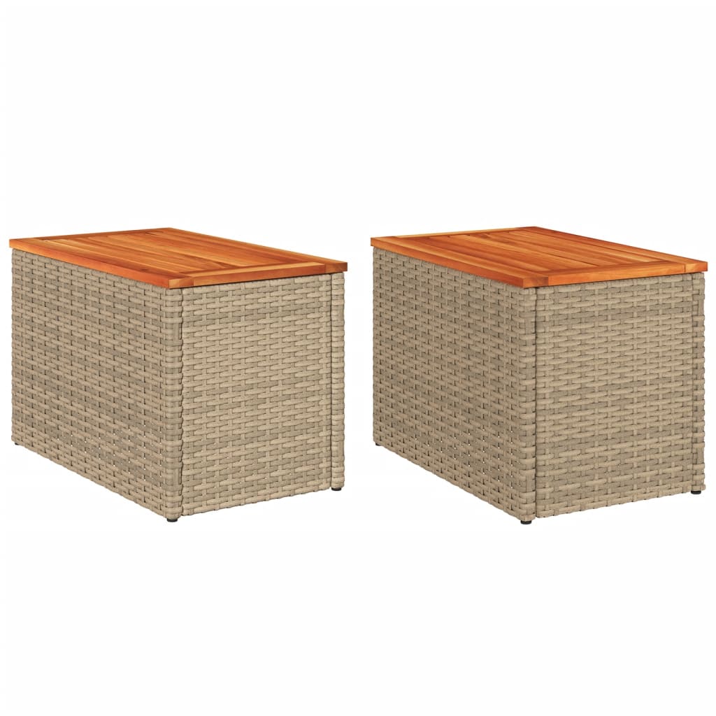 haveborde 2 stk. 55x34x37 cm polyrattan og massivt træ beige