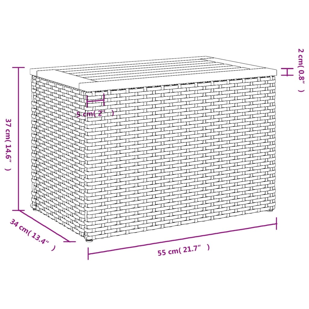 haveborde 2 stk. 55x34x37 cm polyrattan og massivt træ beige