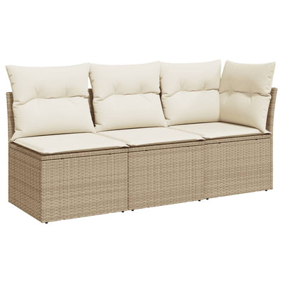 3-personers havesofa med hynder polyrattan beige