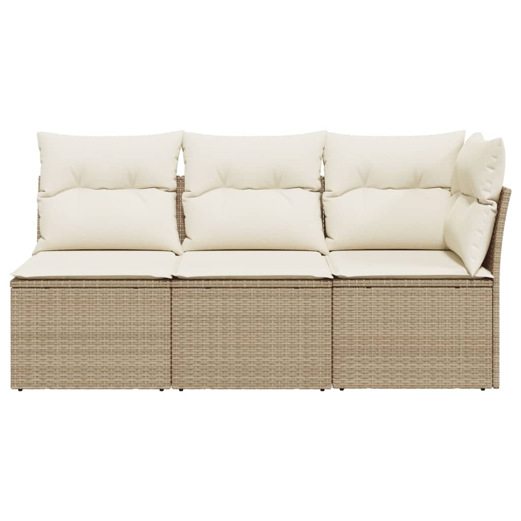 3-personers havesofa med hynder polyrattan beige