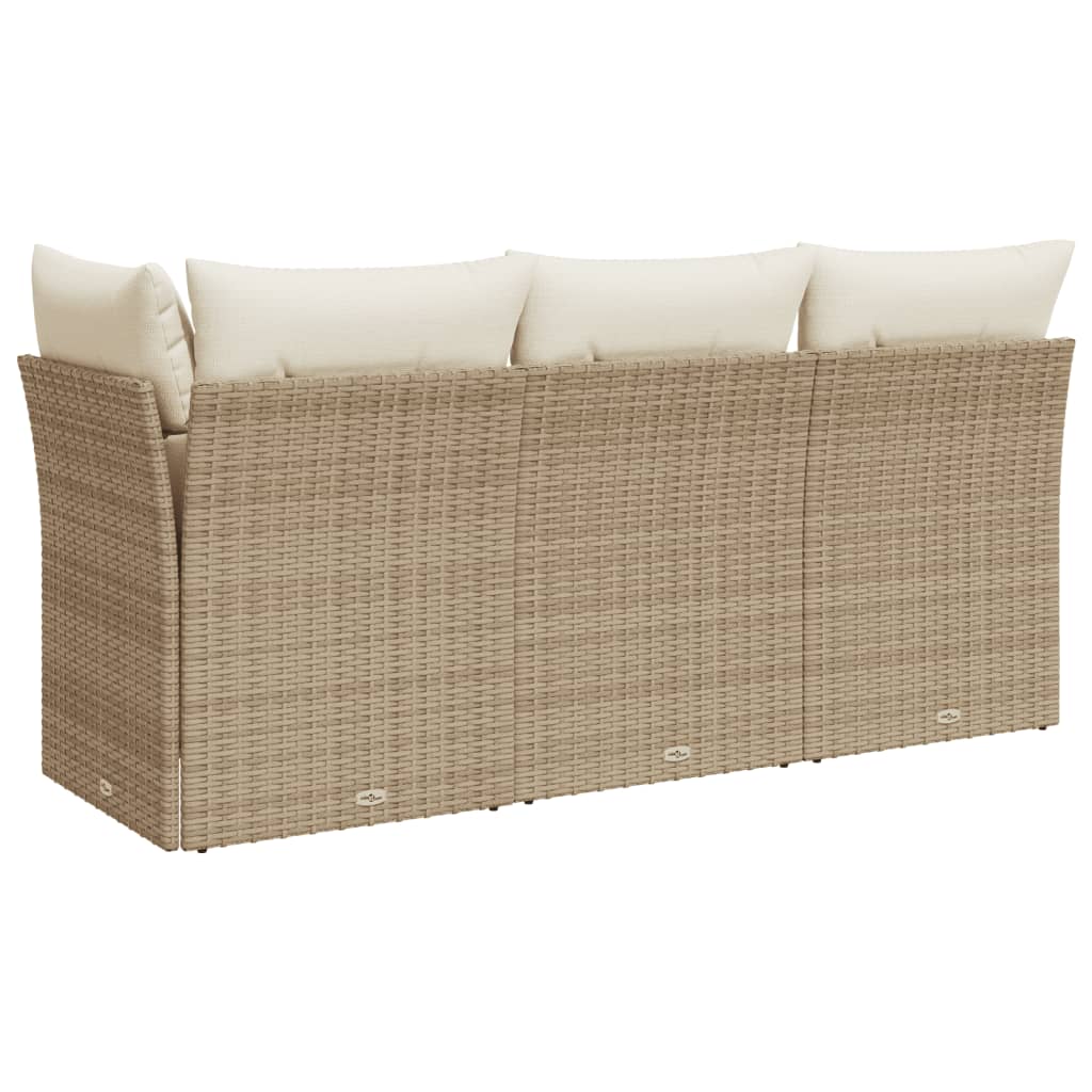 3-personers havesofa med hynder polyrattan beige