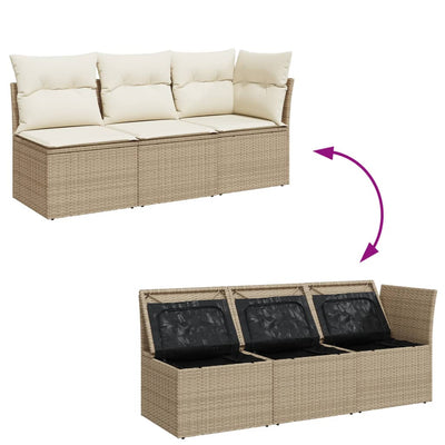 3-personers havesofa med hynder polyrattan beige