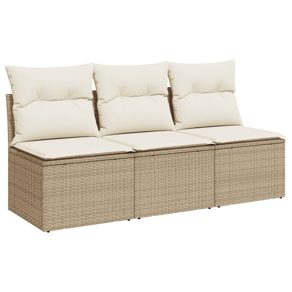 3-personers havesofa med hynder polyrattan beige