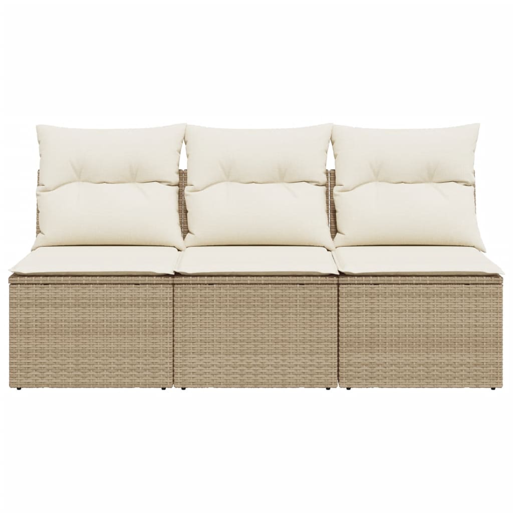 3-personers havesofa med hynder polyrattan beige