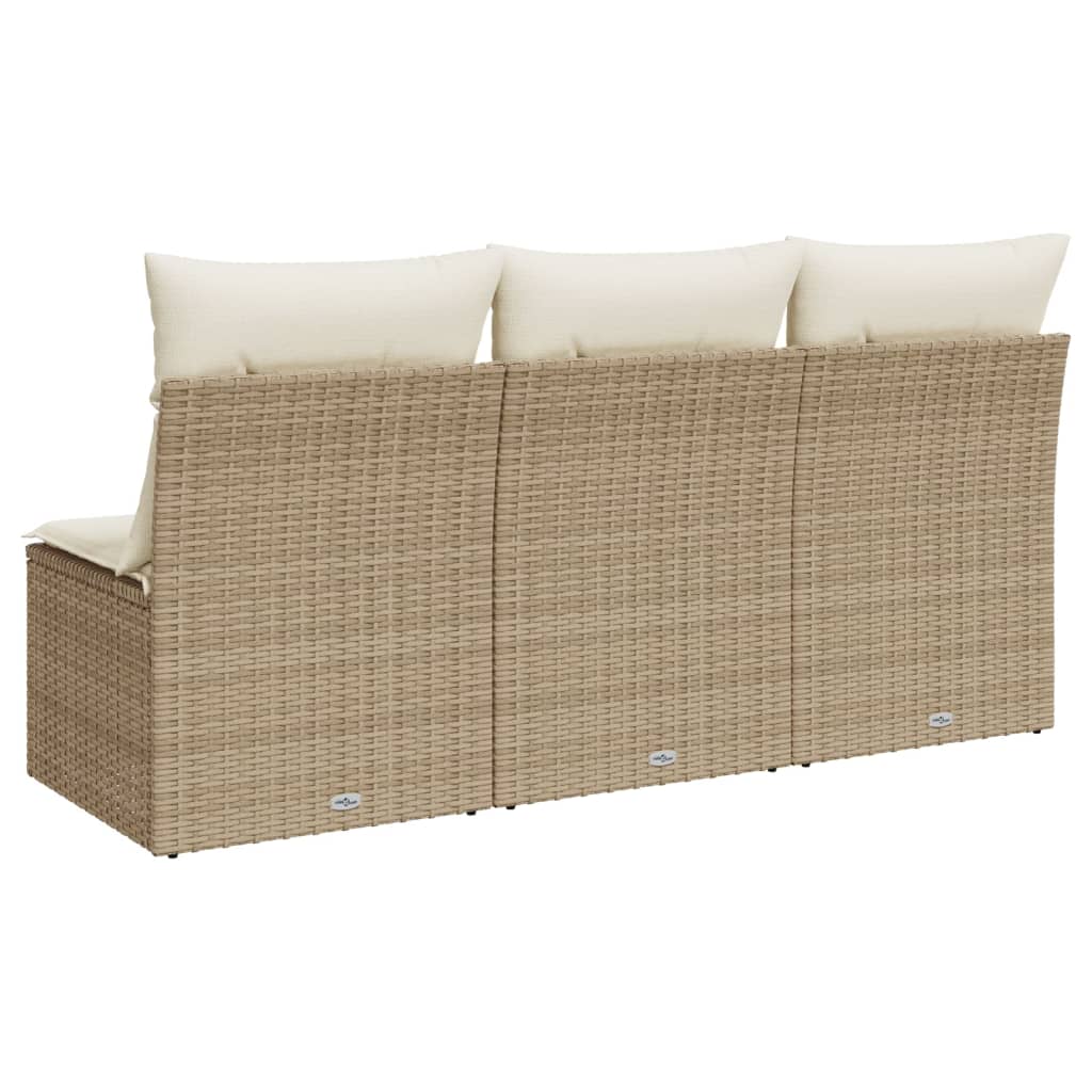 3-personers havesofa med hynder polyrattan beige