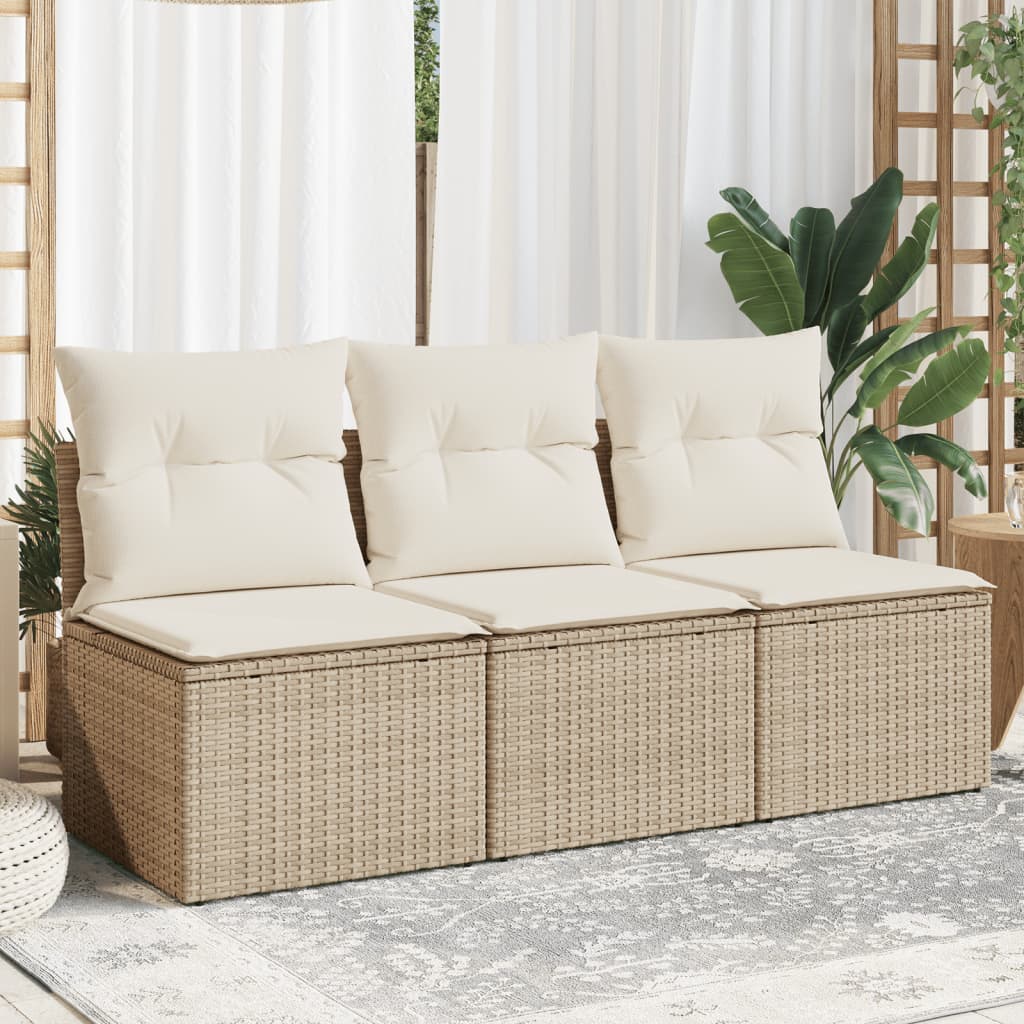 3-personers havesofa med hynder polyrattan beige