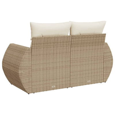 2-personers havesofa med hynder polyrattan beige