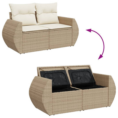 2-personers havesofa med hynder polyrattan beige