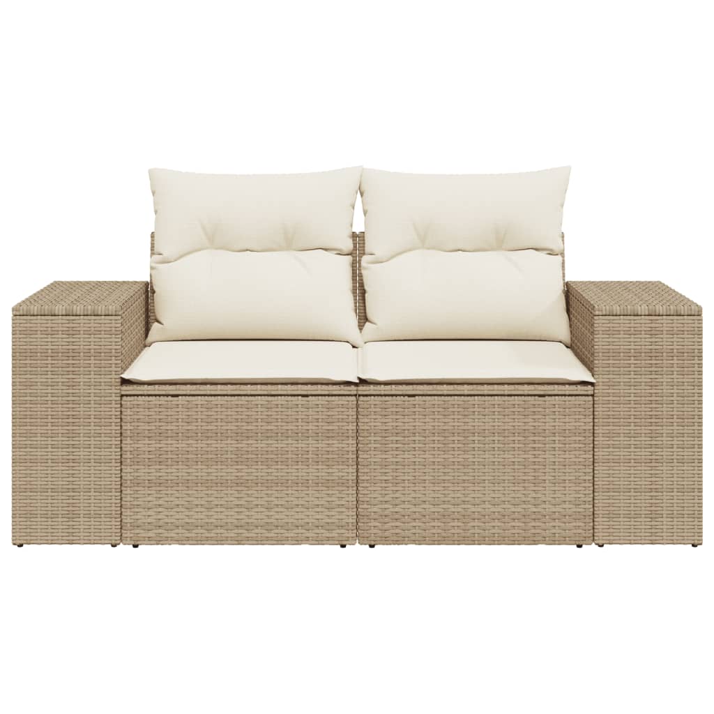 2-personers havesofa med hynder polyrattan beige