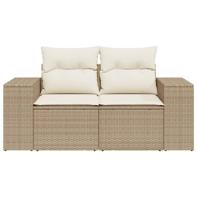 2-personers havesofa med hynder polyrattan beige