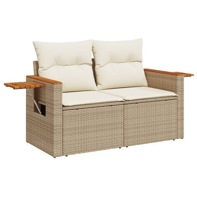 2-personers havesofa med hynder polyrattan beige