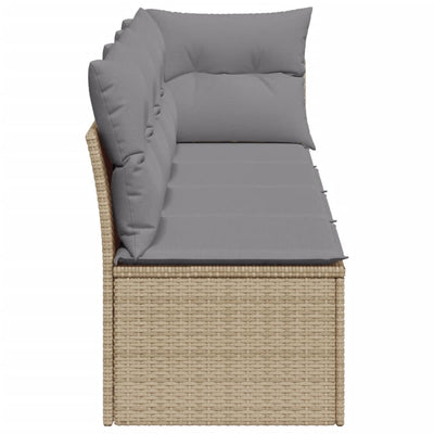 4-personers havesofa med hynder polyrattan beige