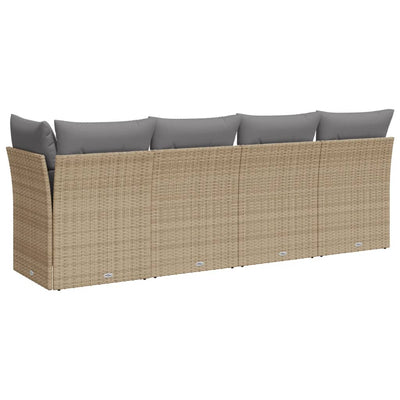 4-personers havesofa med hynder polyrattan beige