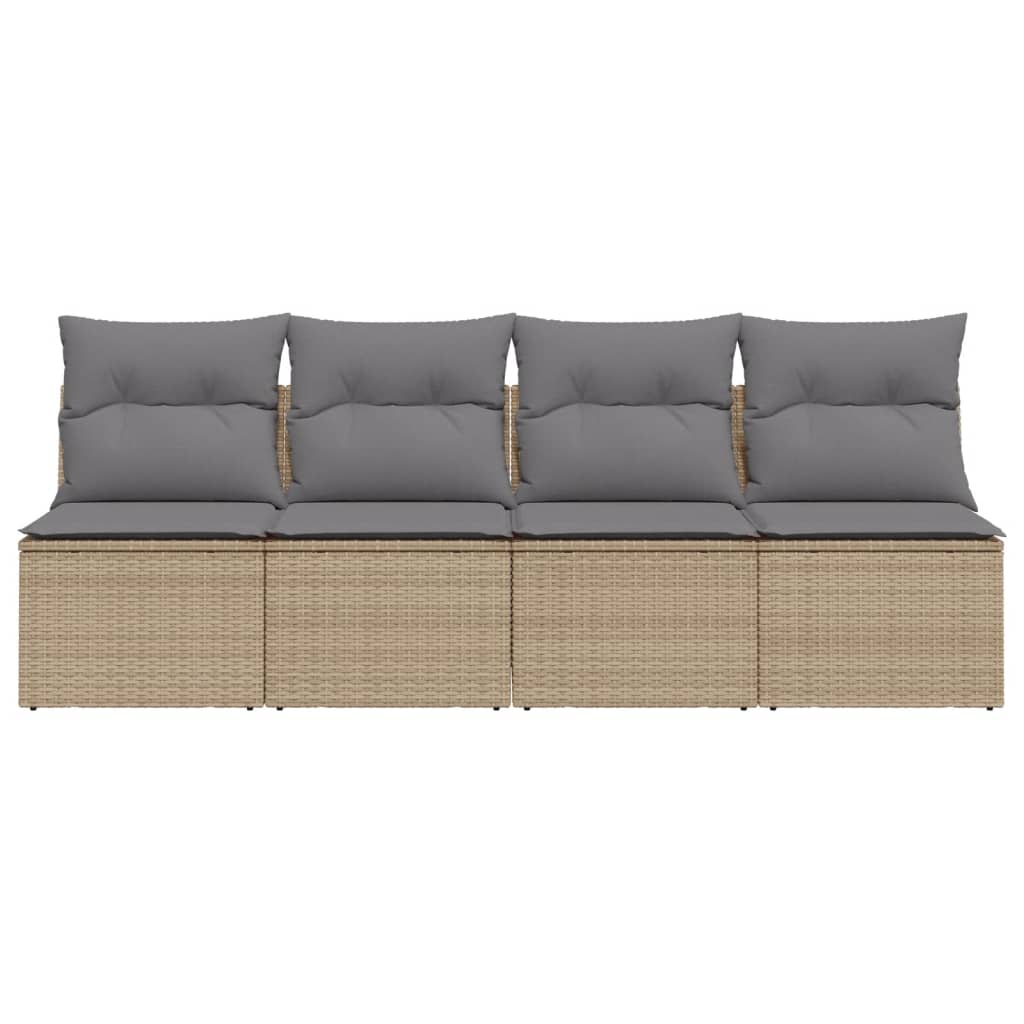 4-personers havesofa med hynder polyrattan beige